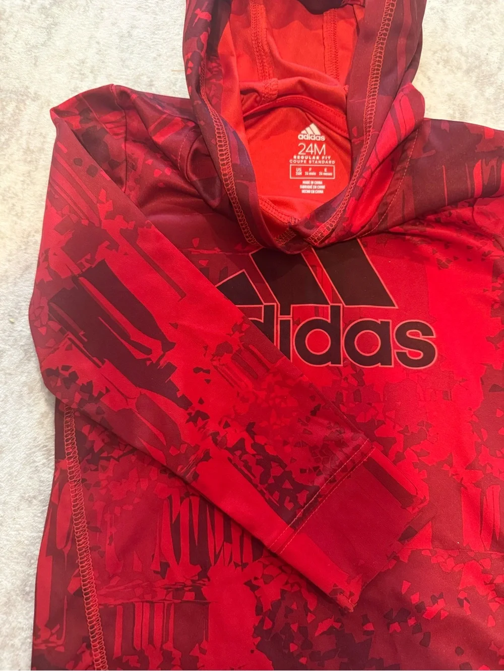 adidas Red Graphic Hooded Performance Sweatshirt